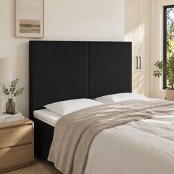 Black Velvet LED Headboard 144cm for Modern Bedrooms