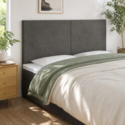 LED Headboard 160 cm Grey Velvet Bed Backrest with Adjustable Colourful Lights