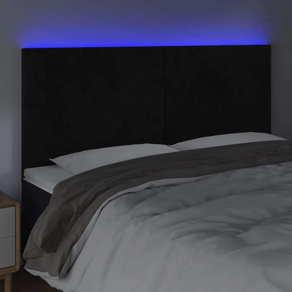 Black Velvet LED Headboard 160cm with Lights