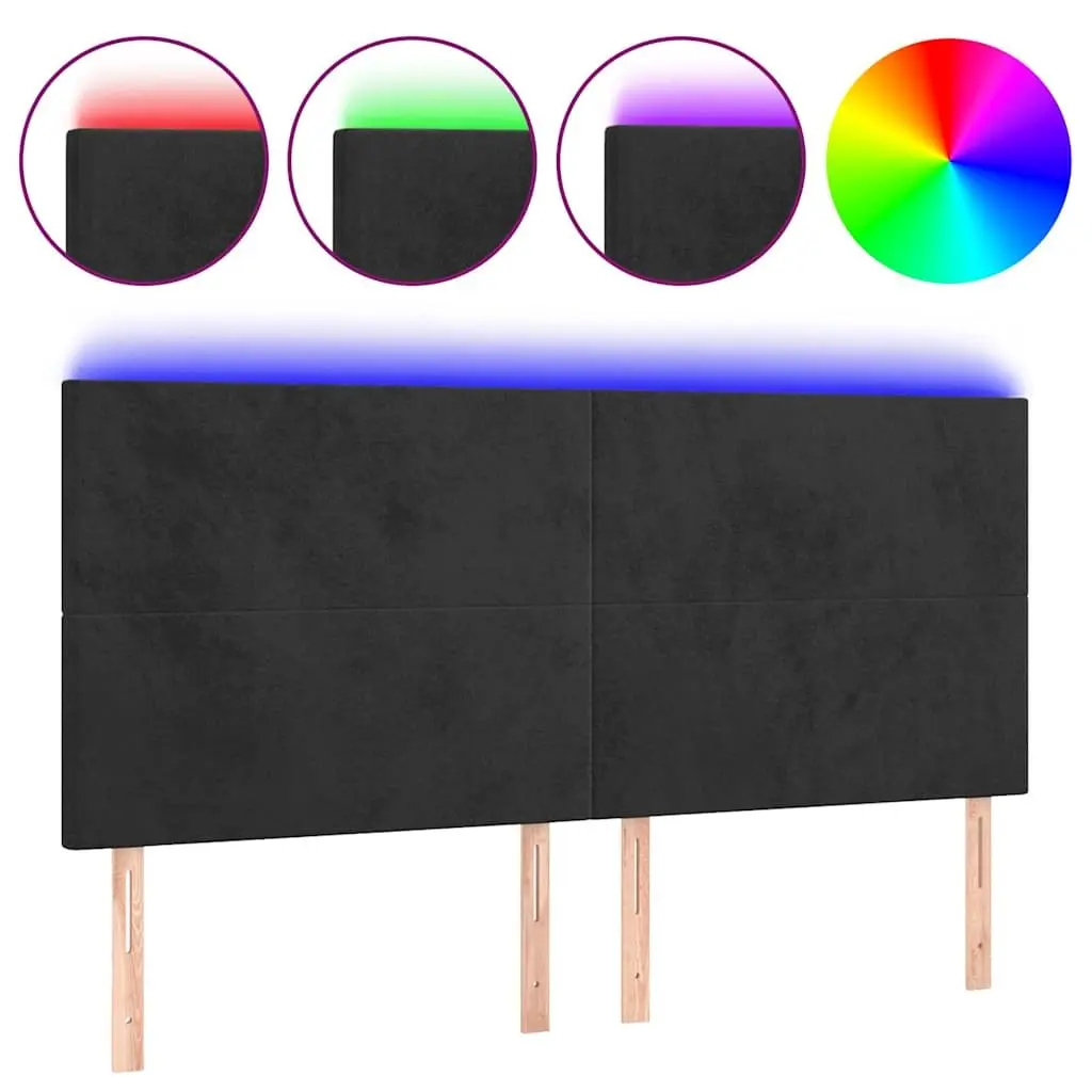 Black Velvet Bed Frame with LED Headboard