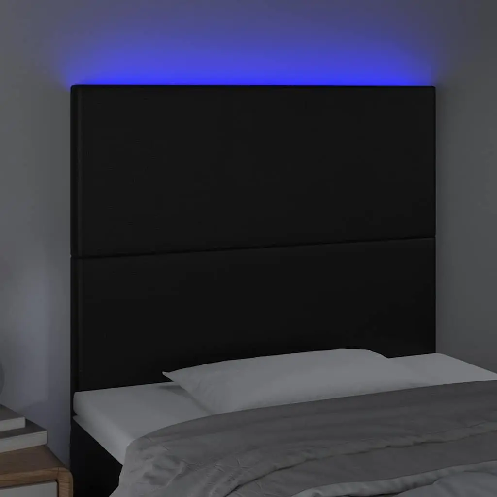 Black LED Headboard 80cm Faux Leather with Adjustable Lights