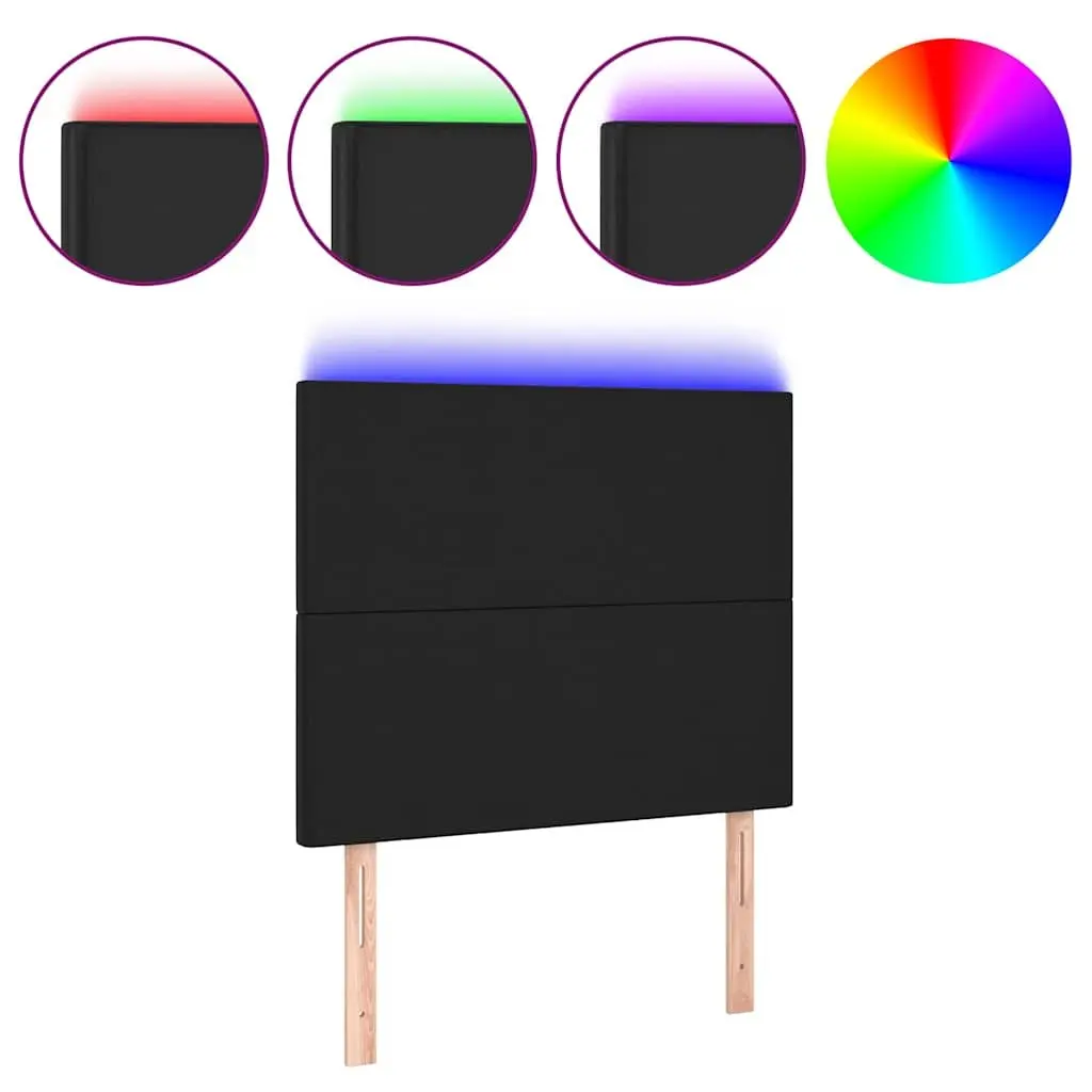 LED Headboard Faux Leather 100 cm Black Modern Bedroom Bed Backrest Adjustable