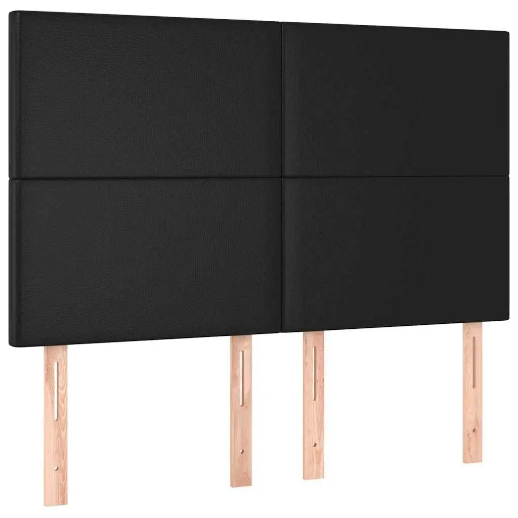 LED Headboard 144cm Black Faux Leather Frame