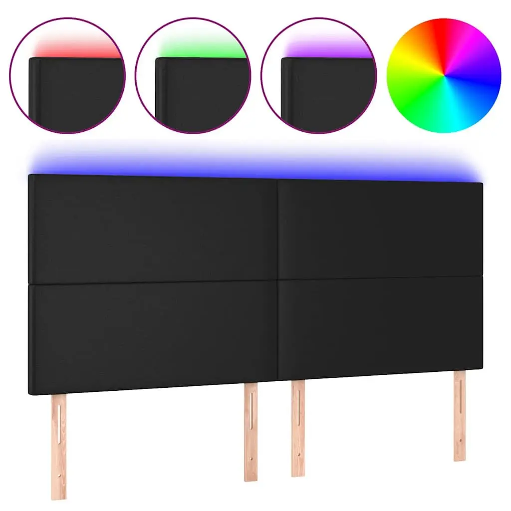 LED Headboard Faux Leather 160cm Black Adjustable Height Modern Bed Headboards