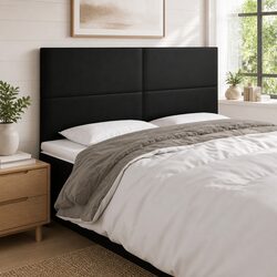 Stunning LED Headboard 200 cm Black Faux Leather