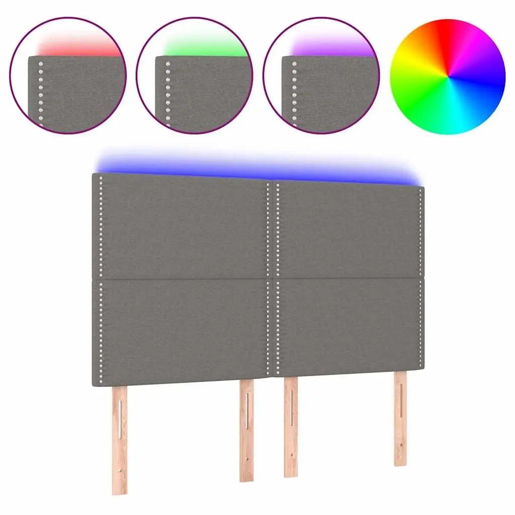 LED Headboard 144cm Dark Grey Fabric Backrest