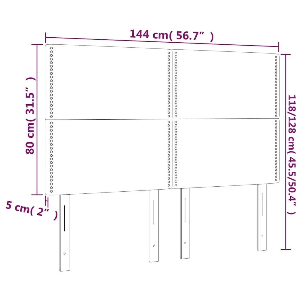LED Headboard 144cm Dark Grey Fabric Backrest
