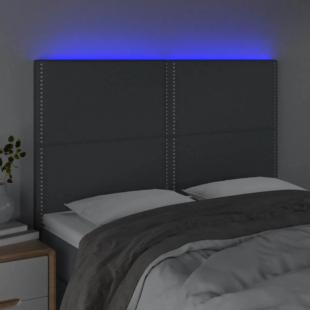 LED Headboard 144cm Dark Grey Fabric Backrest