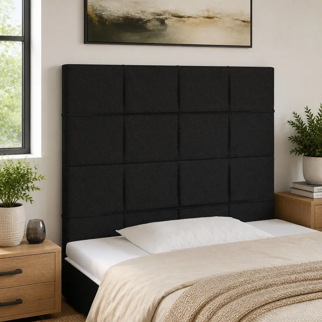LED Headboard 80cm Black Fabric with Adjustable Height