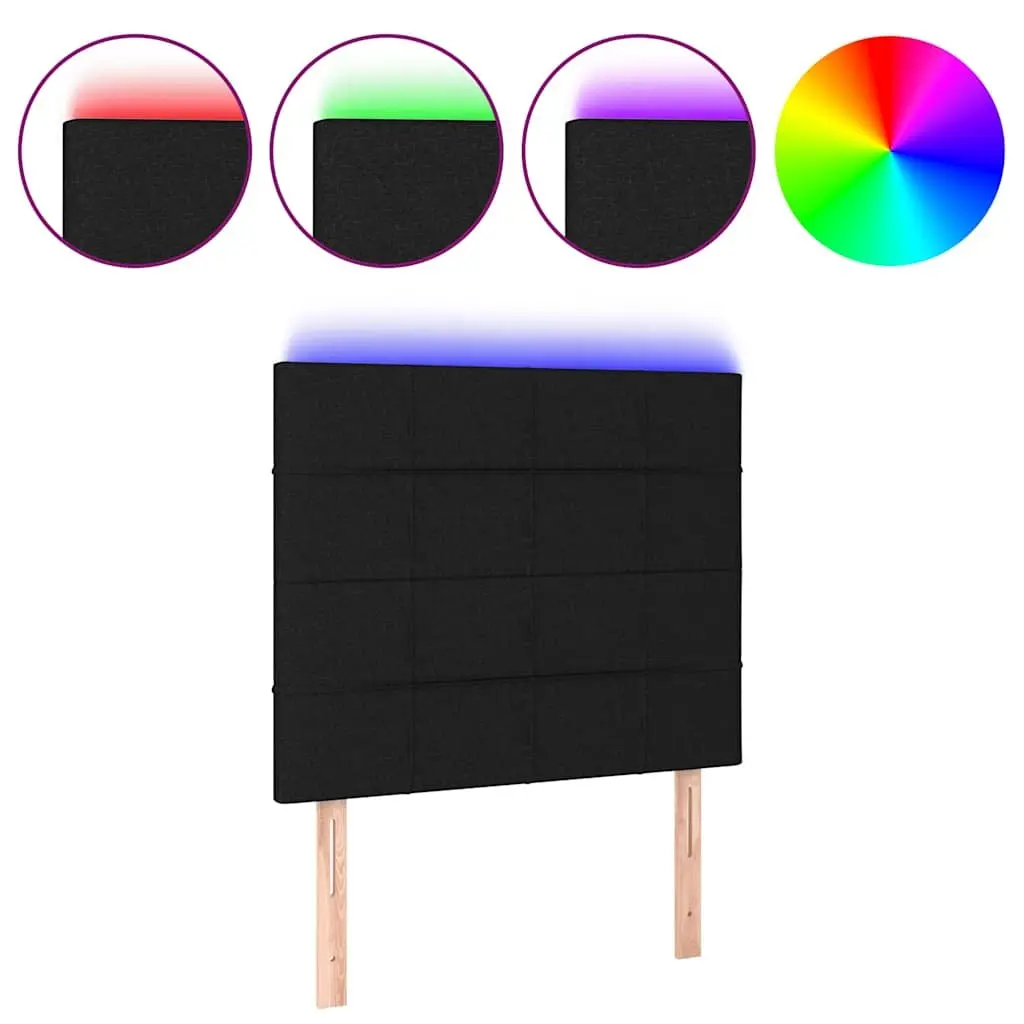 LED Headboard 80cm Black Fabric with Adjustable Height