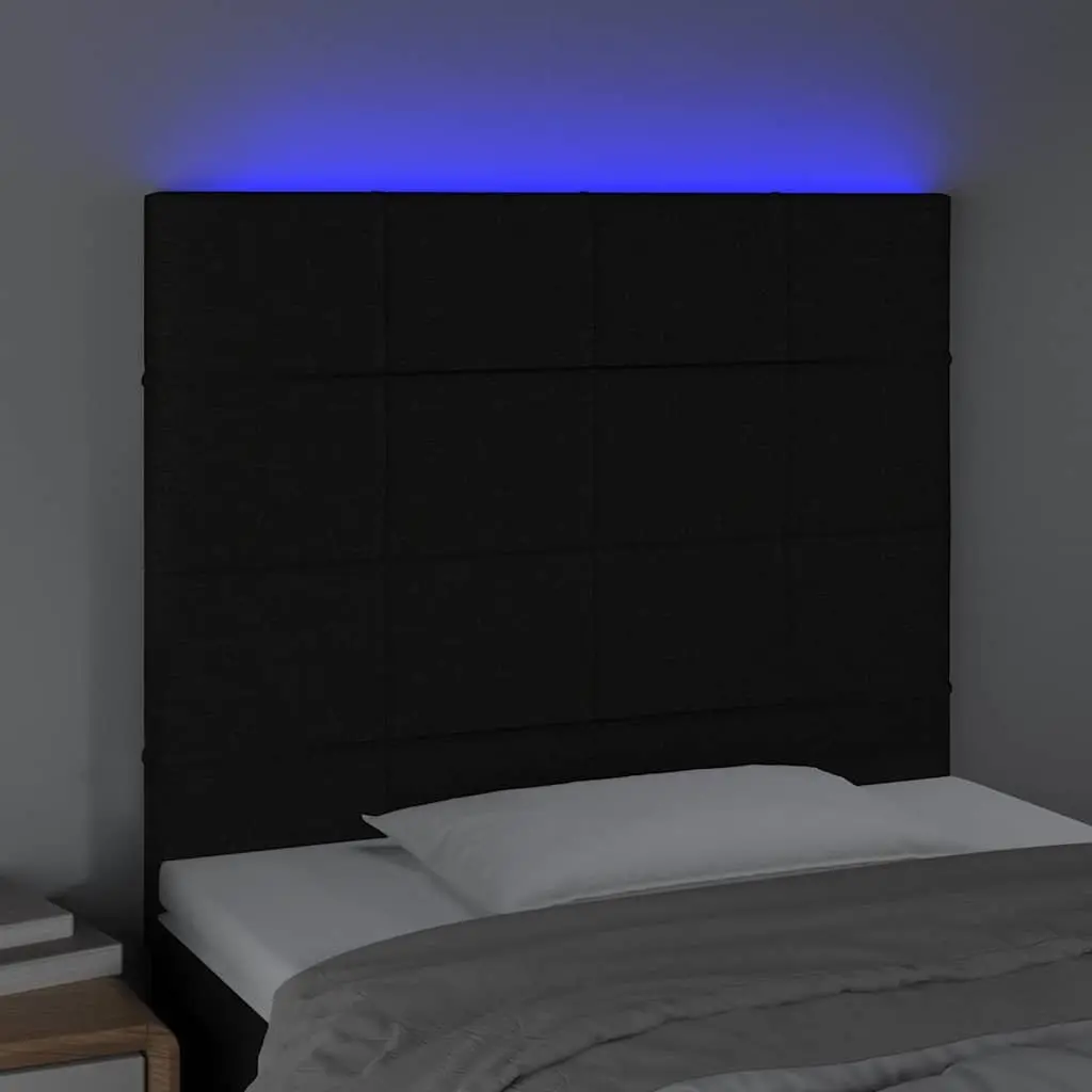 LED Headboard 80cm Black Fabric with Adjustable Height