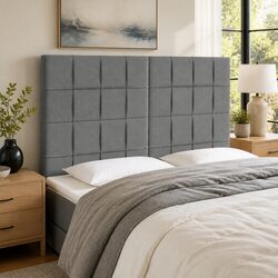 Stylish Dark Grey Fabric LED Headboard 144cm