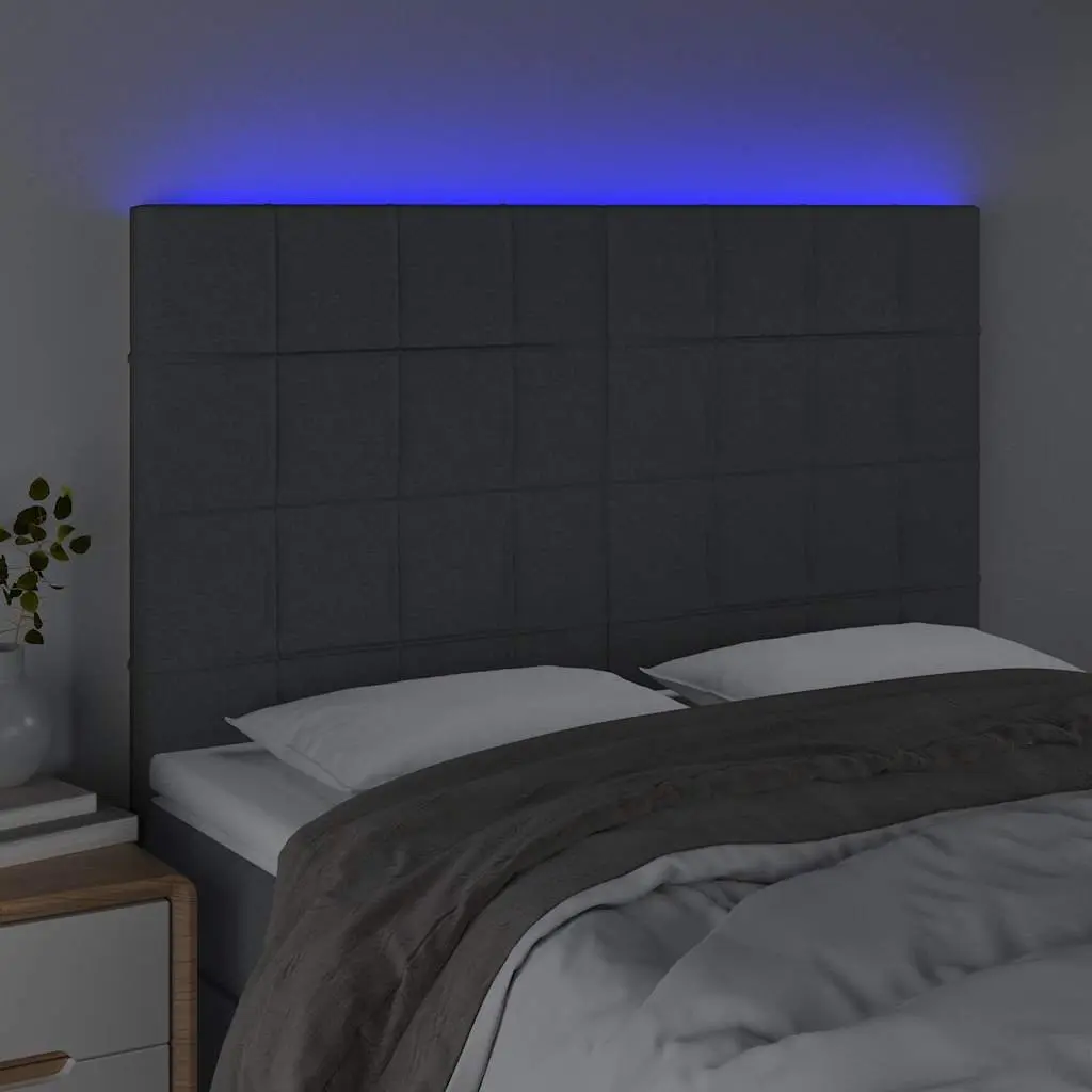 Dark Grey Fabric LED Headboard 144cm