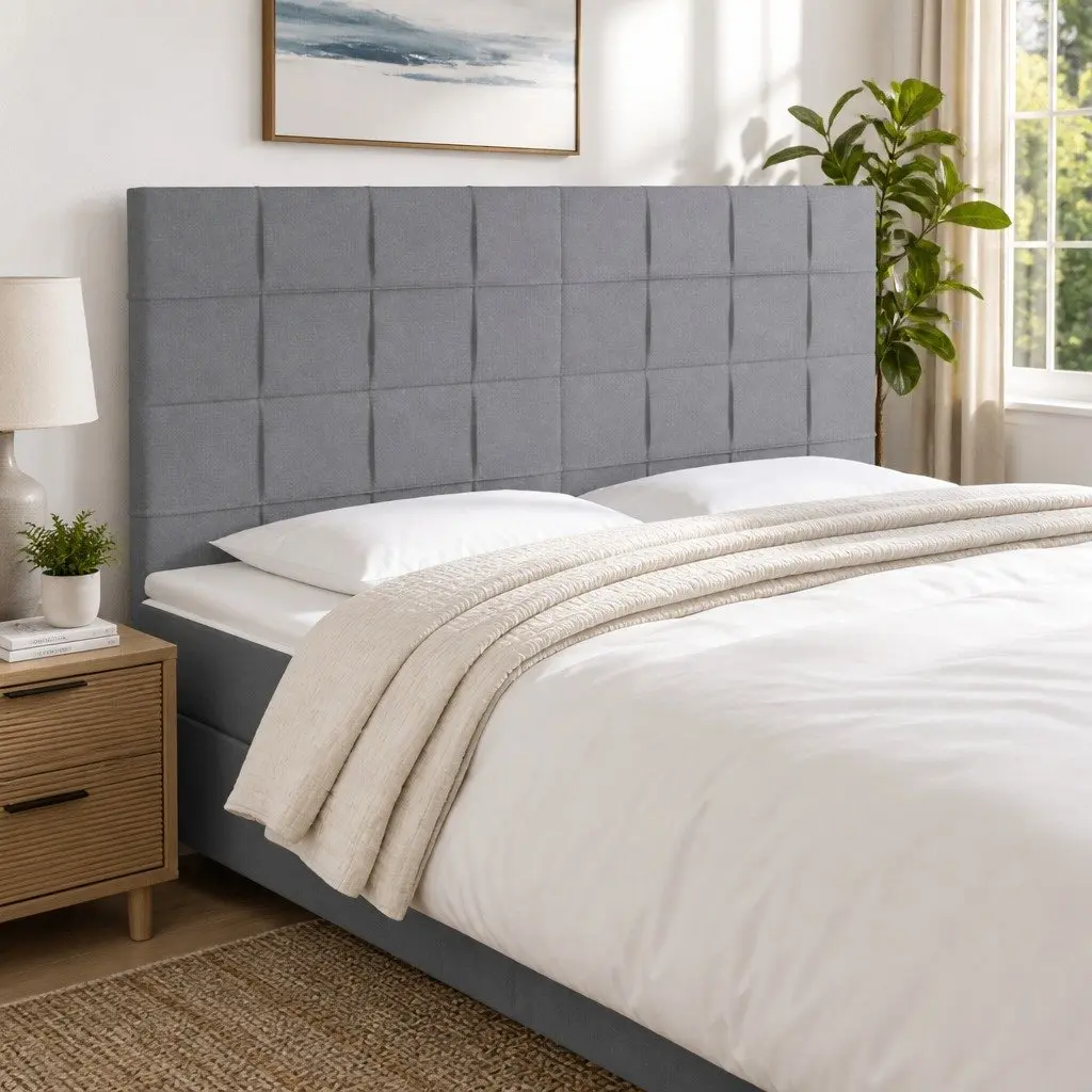 LED Headboard Grey 160cm Fabric Bed Backrest
