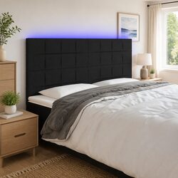 Black Fabric LED Headboard 160cm for Modern Bedrooms