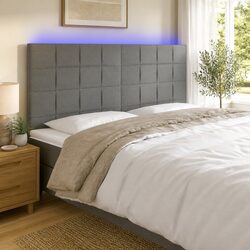 Modern Adjustable Height LED Headboard 200cm Dark Grey