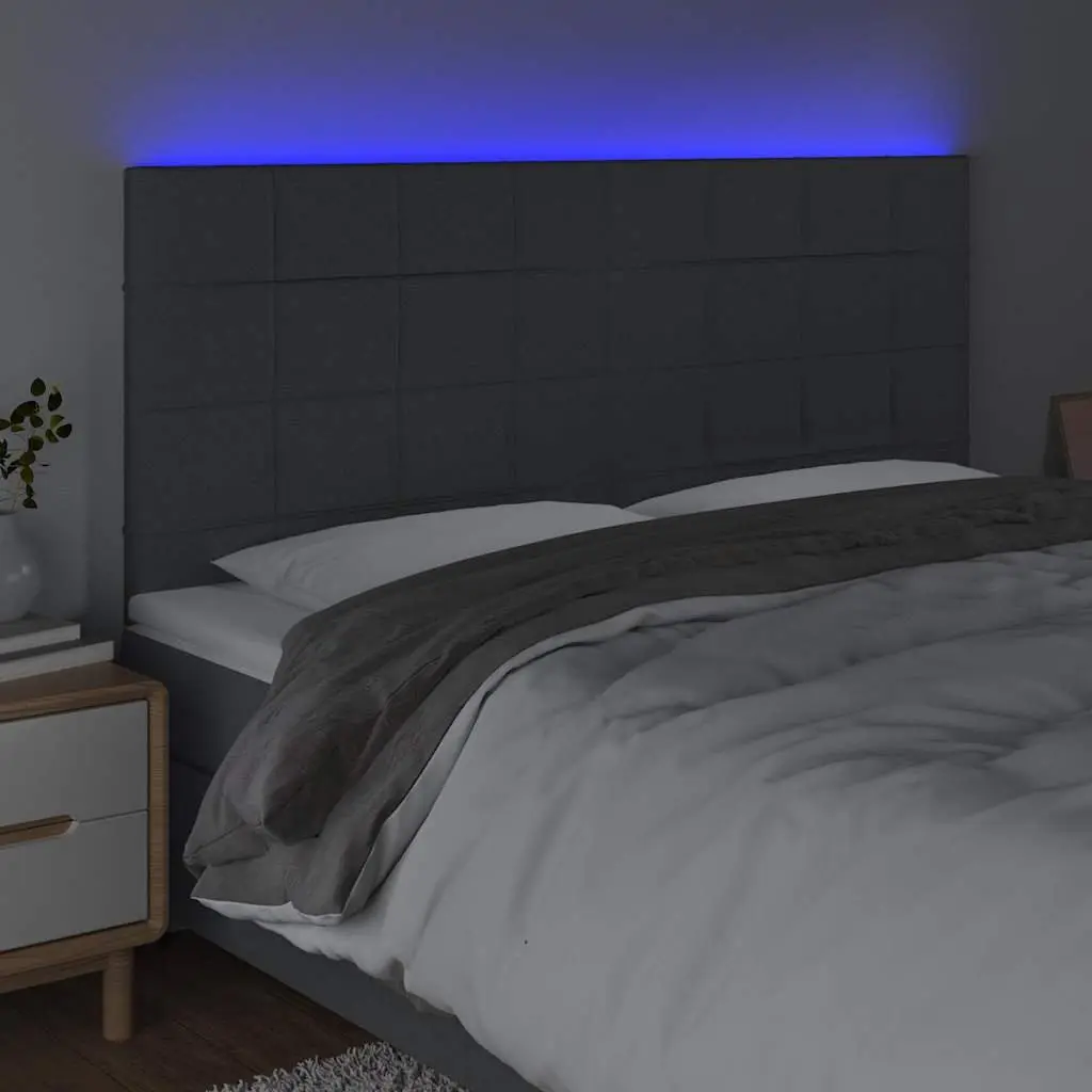 Adjustable Height LED Headboard 200cm Dark Grey