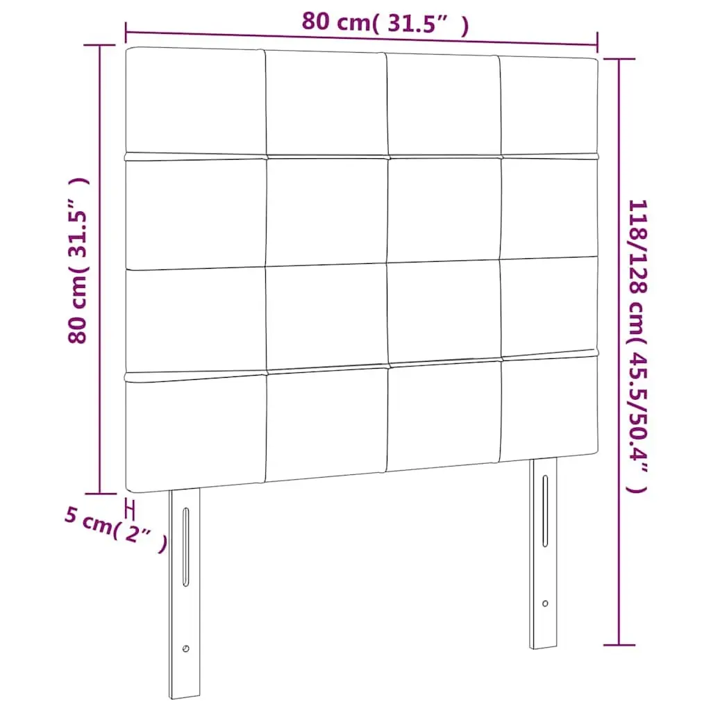 LED Headboard 80cm Dark Grey Velvet Bed Backrest Modern Bedroom Furniture