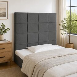 100cm Grey Velvet LED Headboard with Colorful Lights