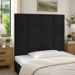 Adjustable Velvet LED Headboard 100cm in Black