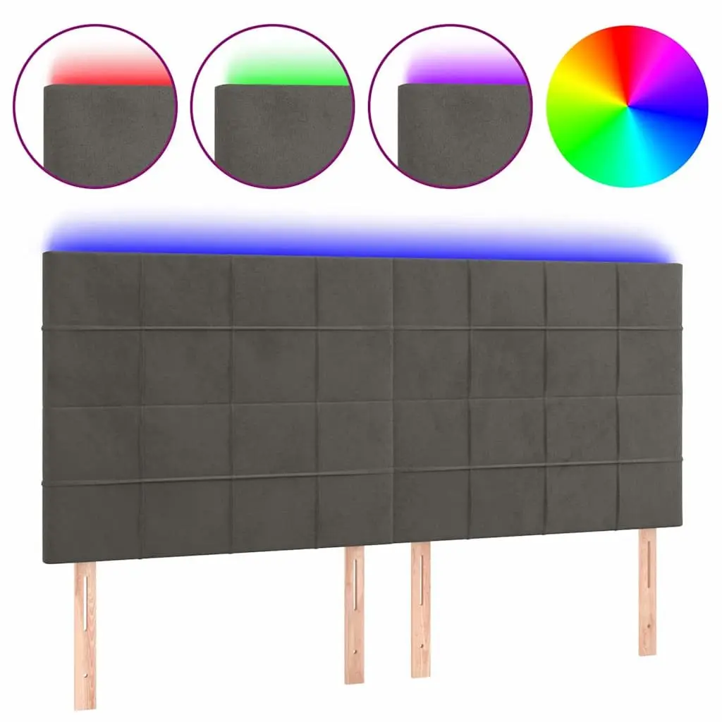 LED Headboard Velvet 160cm Grey with Adjustable Colourful Lights