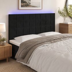 Black Velvet LED Headboard with Adjustable Height