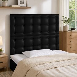 Modern Black Faux Leather LED Headboard 80 cm
