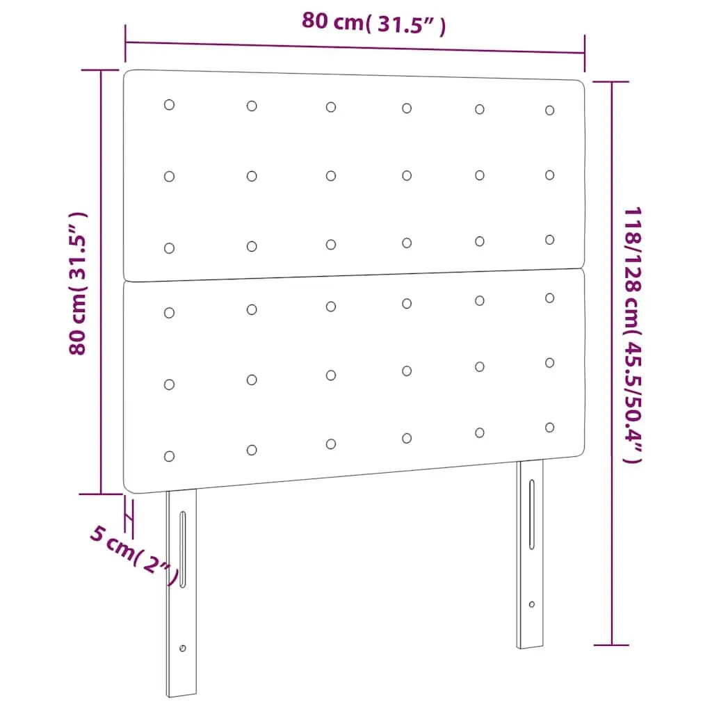 Black Faux Leather LED Headboard 80 cm