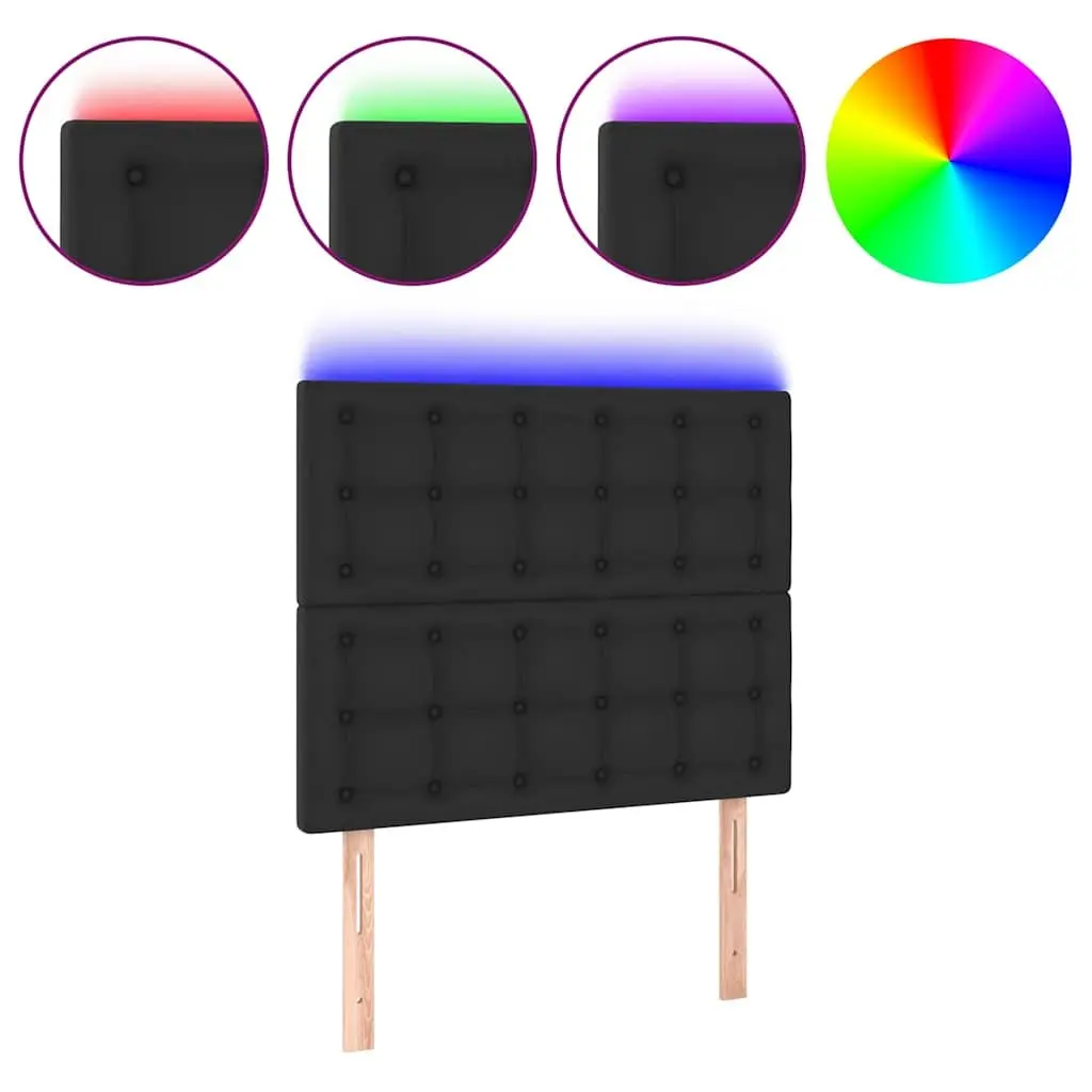Black LED Headboard 100cm Modern Faux Leather with Lights