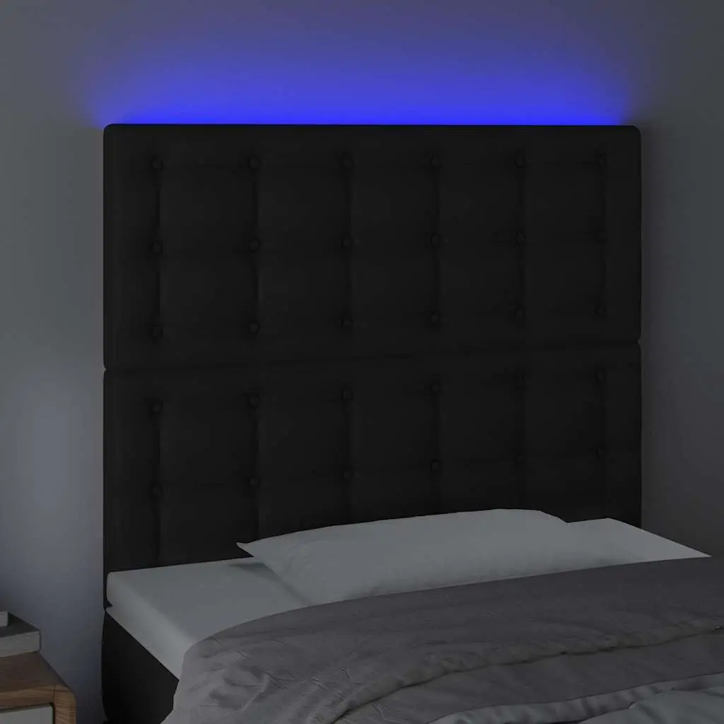 Black LED Headboard 100cm Modern Faux Leather with Lights