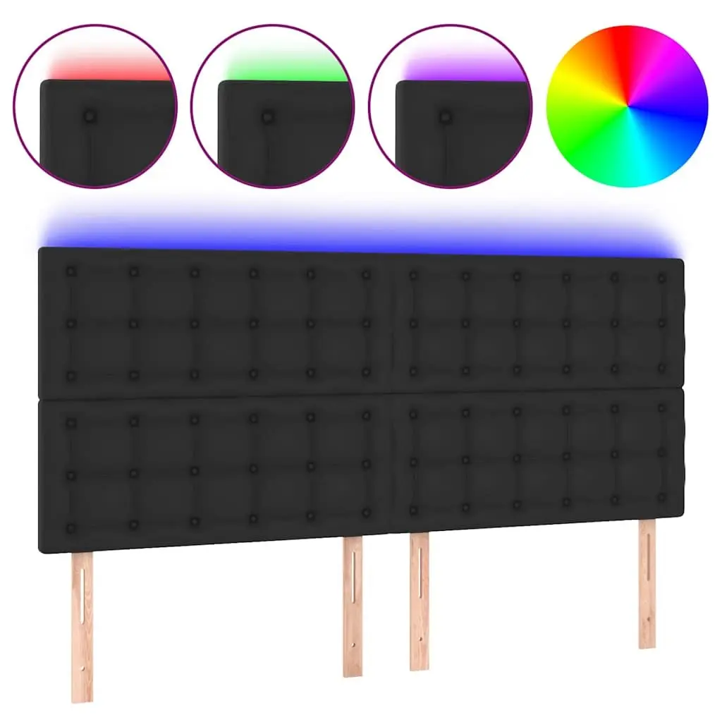 Black Faux Leather LED Headboard 200 cm