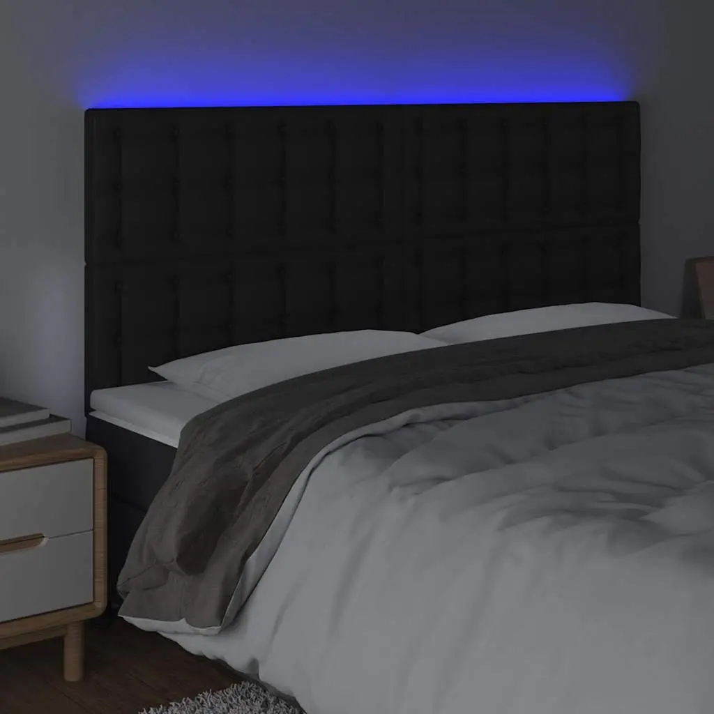 Black Faux Leather LED Headboard 200 cm
