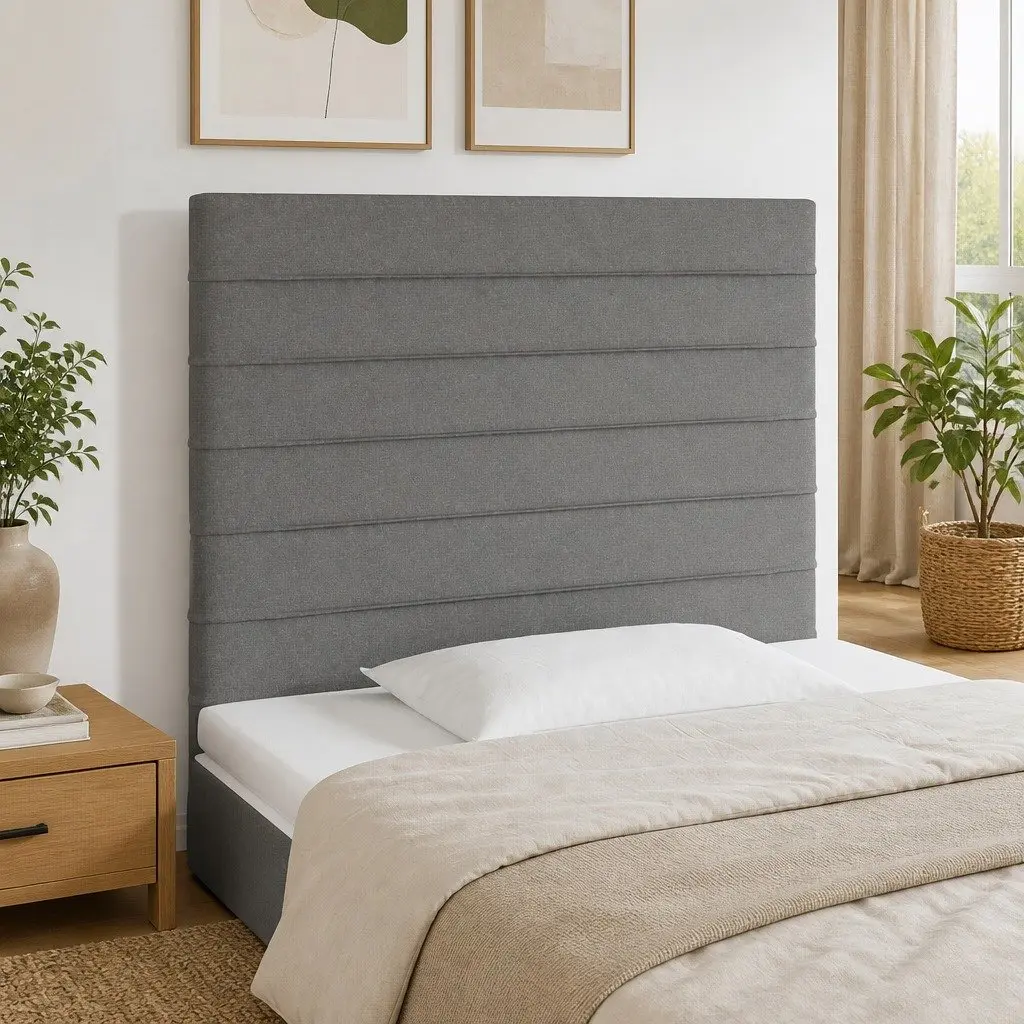 LED Headboard Fabric 80cm Dark Grey Adjustable Height Colourful Lights