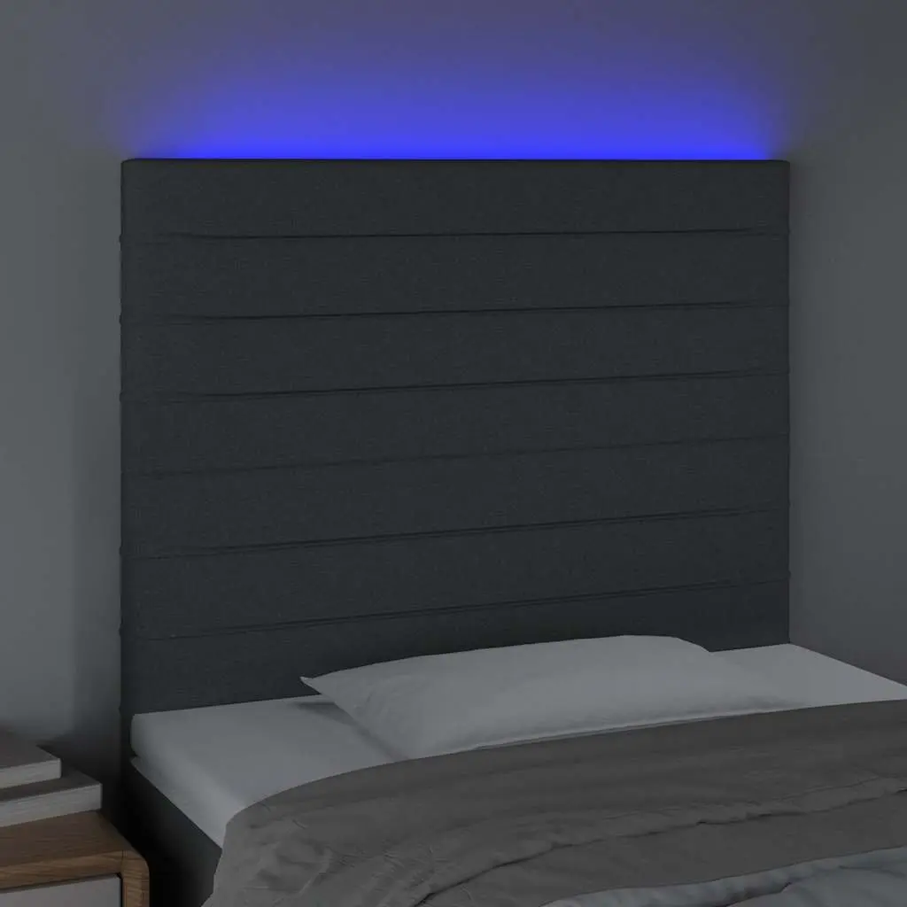 LED Headboard Fabric 80cm Dark Grey Adjustable Height Colourful Lights