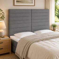 Sturdy LED Headboard 144cm Dark Grey Fabric Adjustable Height