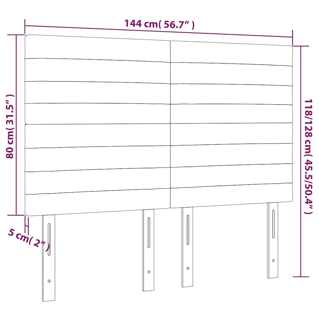 LED Headboard 144cm Dark Grey Fabric Adjustable Height