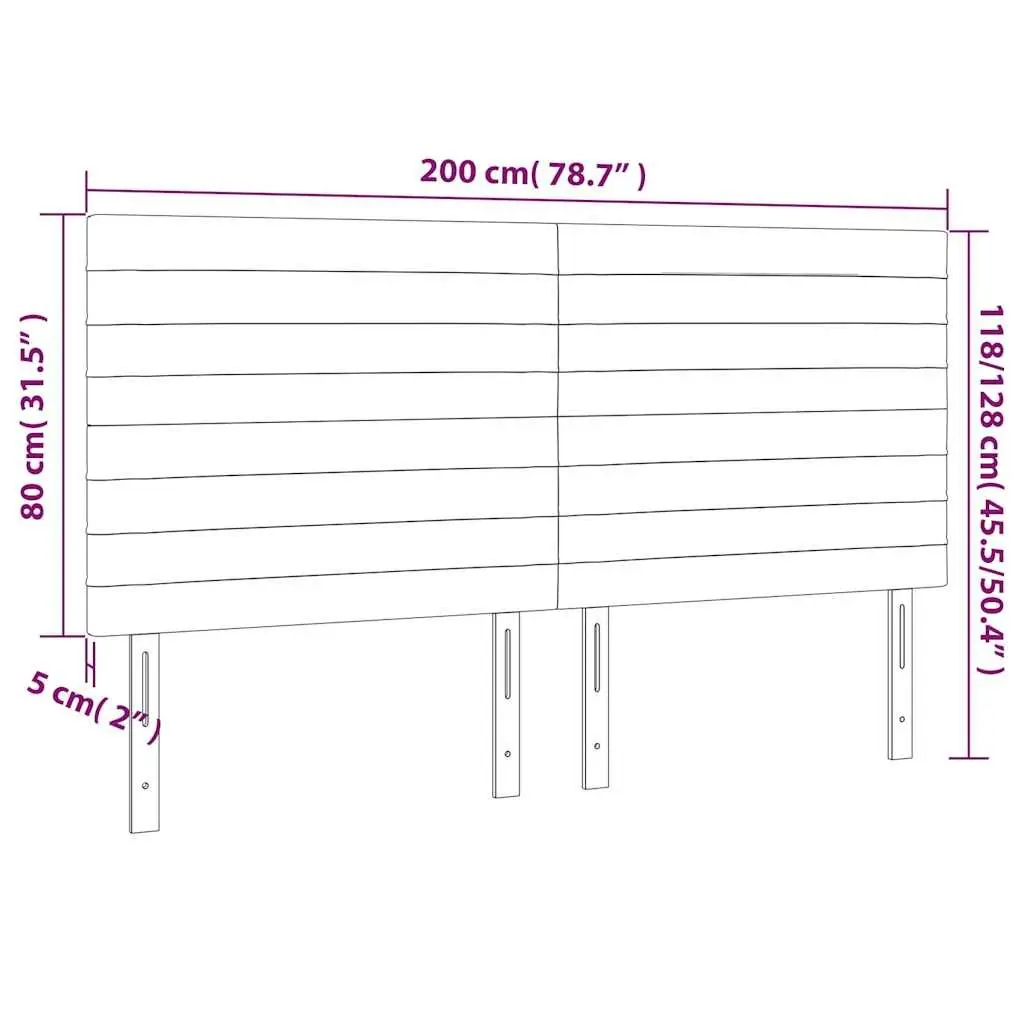 Adjustable Height Dark Grey Fabric LED Headboard 200cm