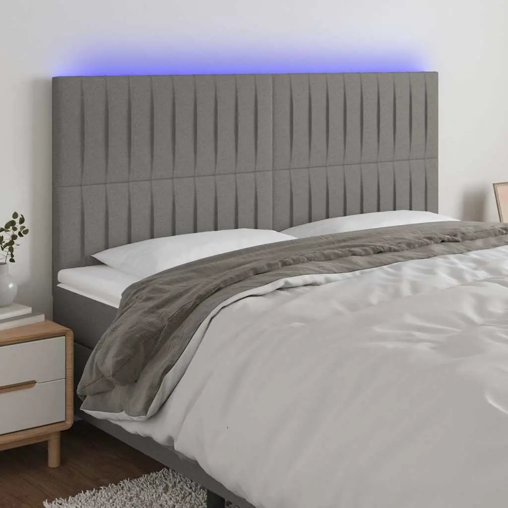 Dark Grey LED Headboard with Adjustable Height