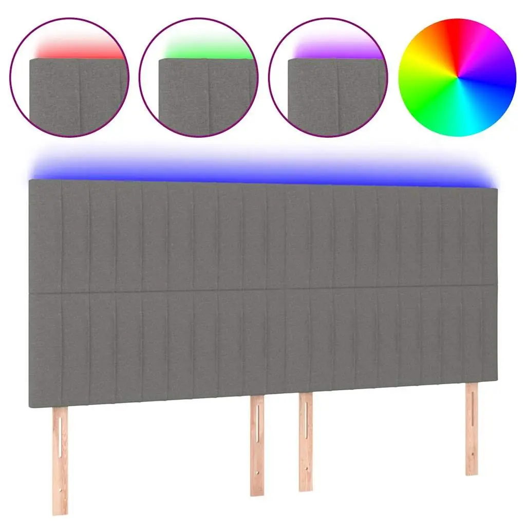 Dark Grey LED Headboard with Adjustable Height