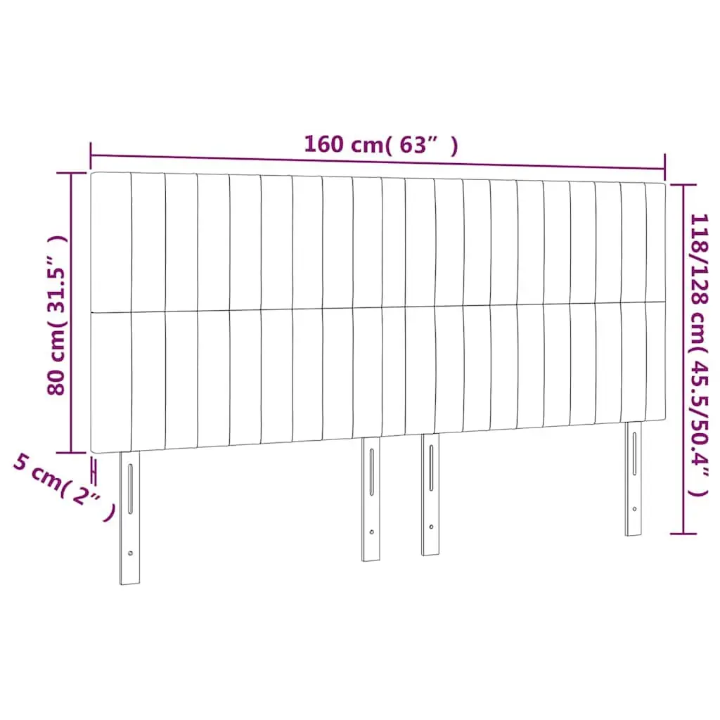 Dark Grey LED Headboard with Adjustable Height