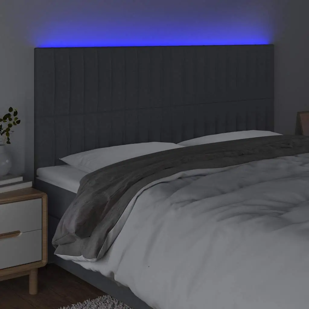 Dark Grey LED Headboard 200cm with Adjustable Height