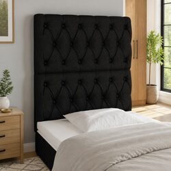 Stylish LED Headboard 80cm Black Fabric Modern Design