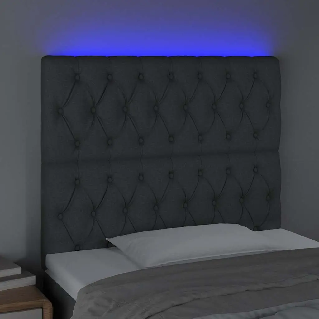 Adjustable Height LED Headboard in Grey Fabric 100cm