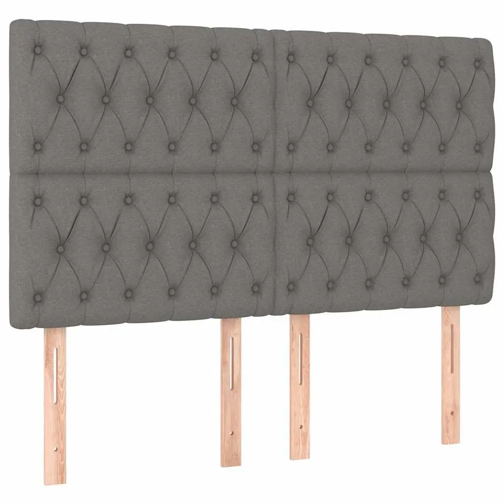 LED Headboard 144cm Dark Grey Fabric Bed Backrest