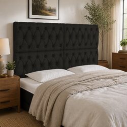 Stylish LED Headboard 144 cm Black Fabric with Back Support