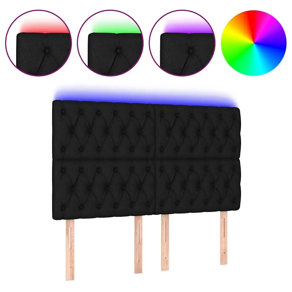Black Fabric LED Headboard with Adjustable Height