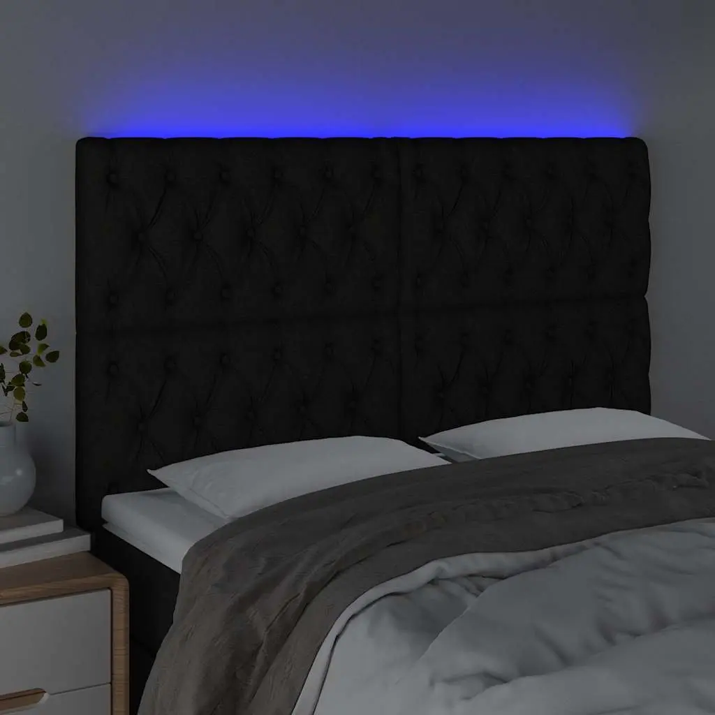 Black Fabric LED Headboard with Adjustable Height