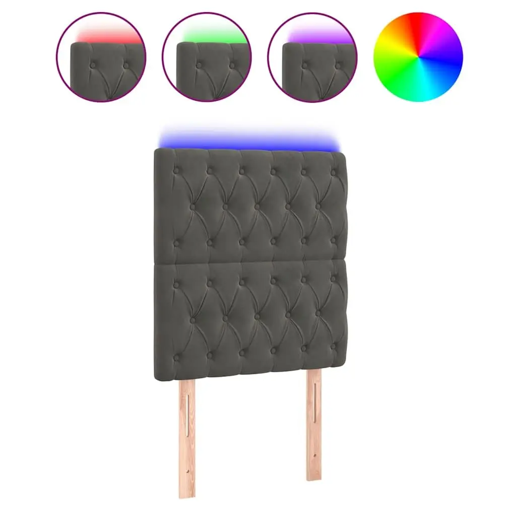LED Headboard Velvet 80 cm Grey Modern Bedroom