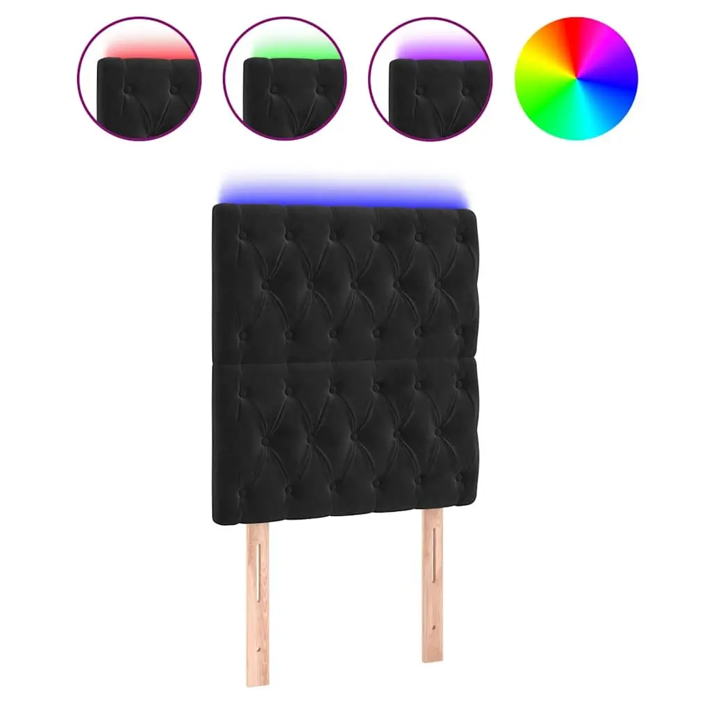 LED Headboard 80cm Black Velvet Bed Backrest Bedroom Furniture Modern Design