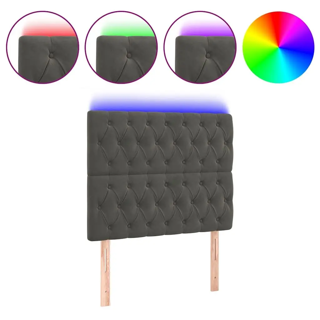 LED Headboard Velvet 100cm Dark Grey Modern Bedroom Furniture